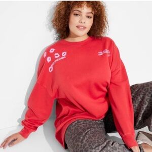 Wild fable Bold Red Sweatshirt with Graphic Design